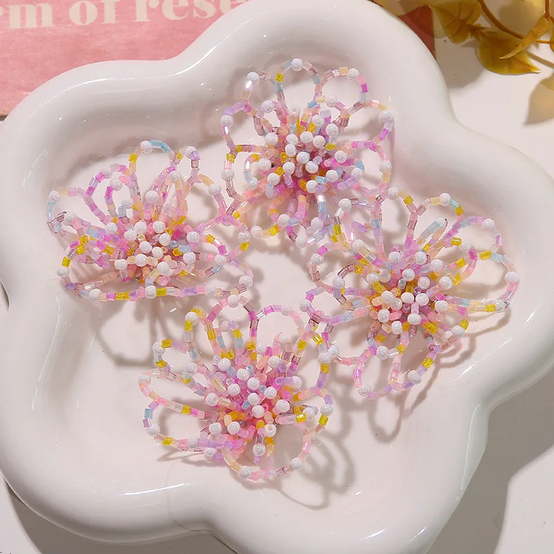 Shoe Charms 1 Piece Summer Hollow Beaded Flower Eye Catching Transparent Crystal Jelly Clog Decoration Korean Princess