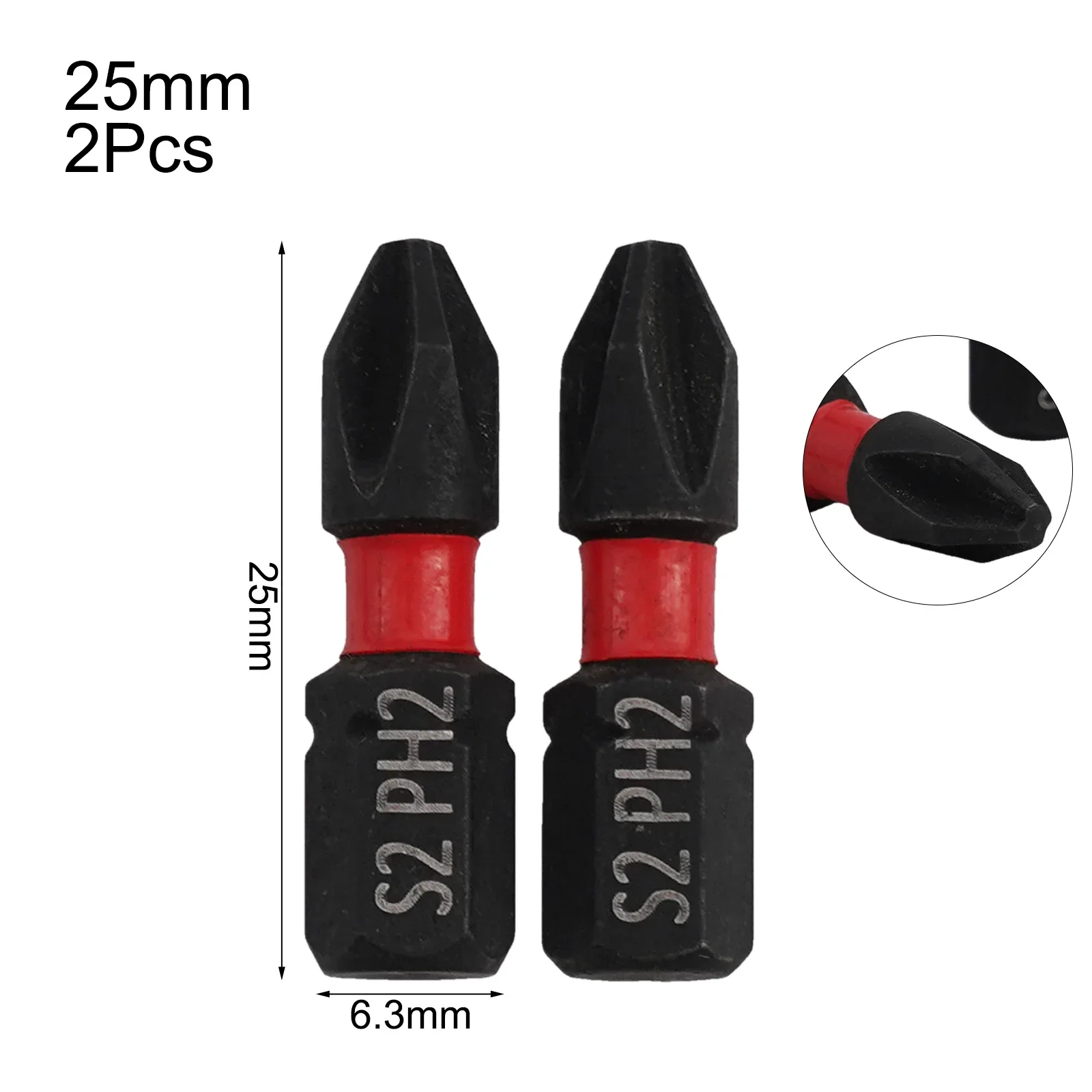 

2pcs PH2 Magnetic Batch Head 1/4 Inch Hex Shank Impact Non-Slip Cross Screwdriver Bits For Power Drilling Tools