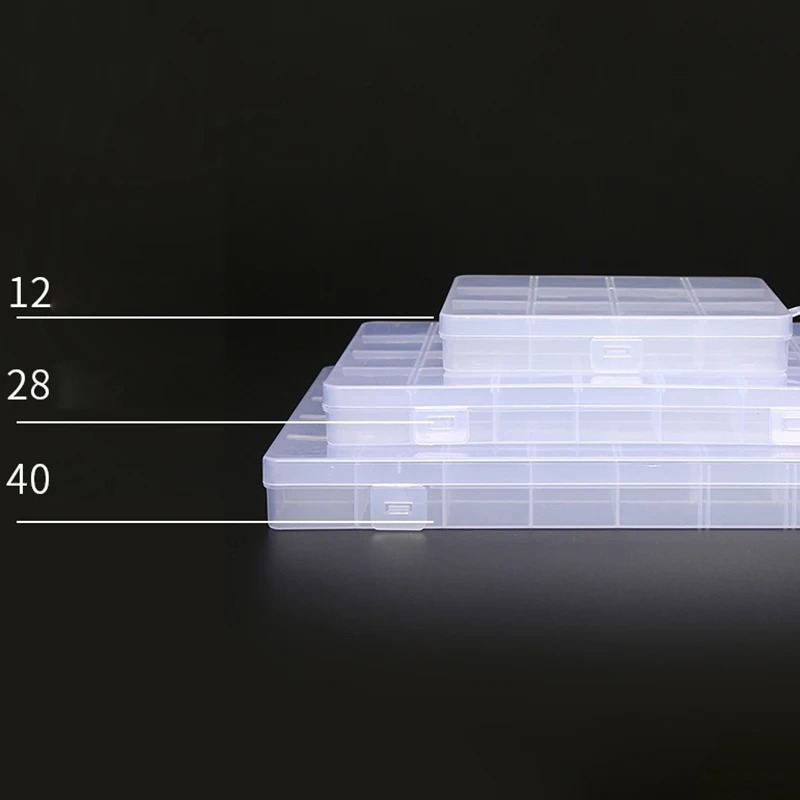 

Портативный прозрачный контейнер для хранения, пластиковый прозрачный Органайзер с крышкой для ювелирных изделий, серег, гвоздей, винтов, гвоздей, 40/12/28 ячеек