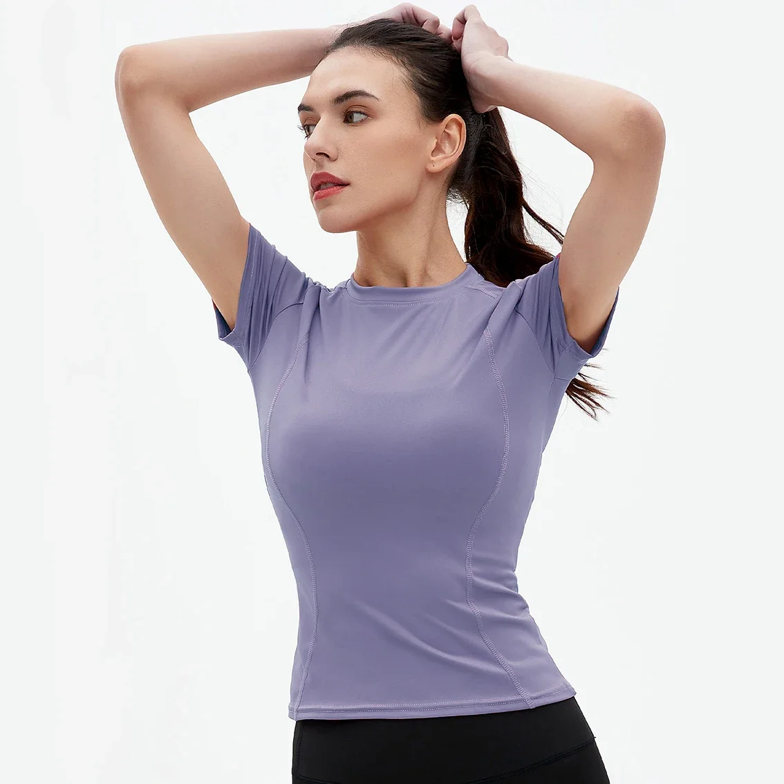 

Summer quick drying short sleeved tight yoga top fitness suit running sports short sleeved sweat absorbing quick drying clothes