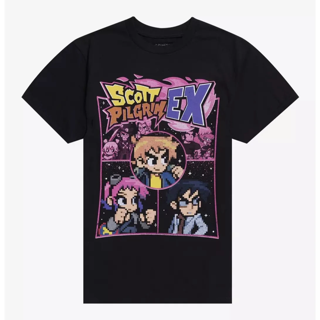 Game Scott Pilgrim EX Pixel Style Graphic Unisex Shirt Y2k Short Sleeve Cotton Men 2026 Fashion Harajuku Style O-neck Tshirt