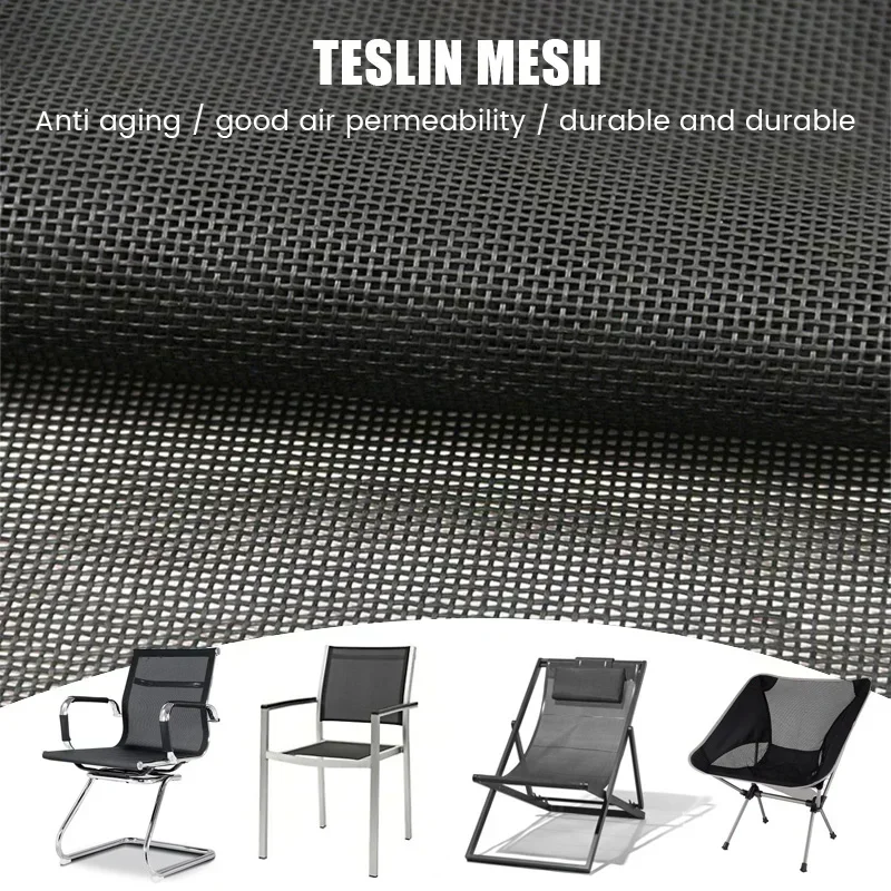 1Pc Teslin Mesh Fabric for DIY Office Beach Lounge Chair Placemat Thick Warterproof Mesh PVC Outdoor Fabric Multi Size Grey