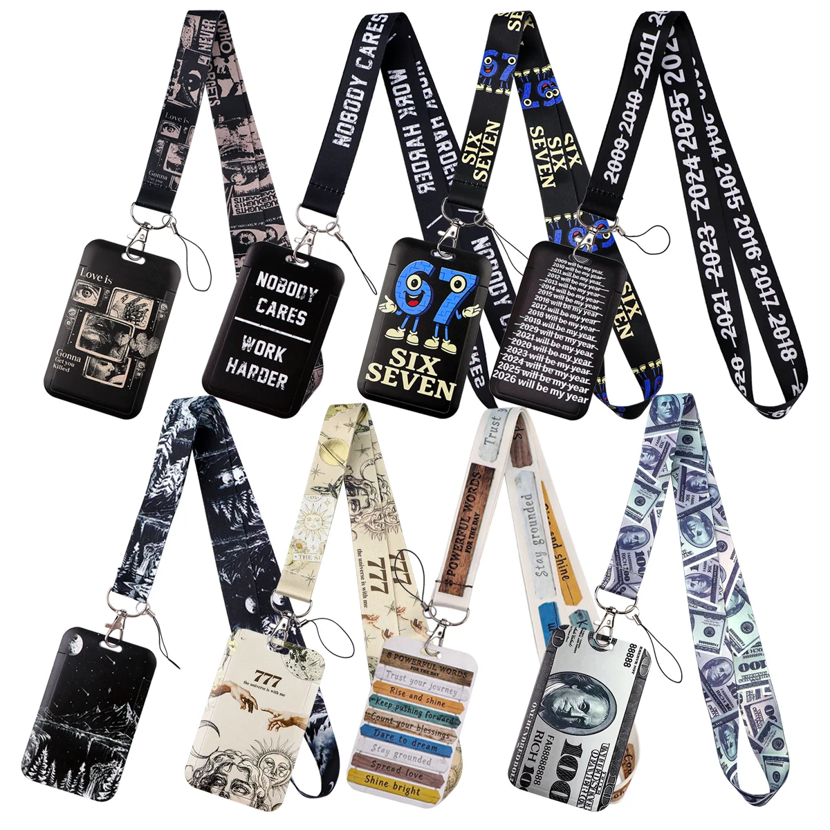 Streetwear Aesthetic Dollar Lanyard Neck Strap Keychain Card Cover Badge Holder Mobile Phone Hang Rope Keyring Accessories Gifts
