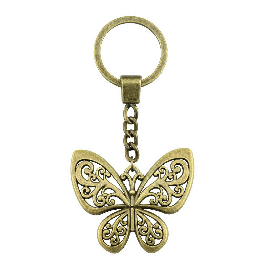 1pcs Butterfly Cute Keychain Diy Accessories Vintage Jewelry Gift Ring Size 30mm