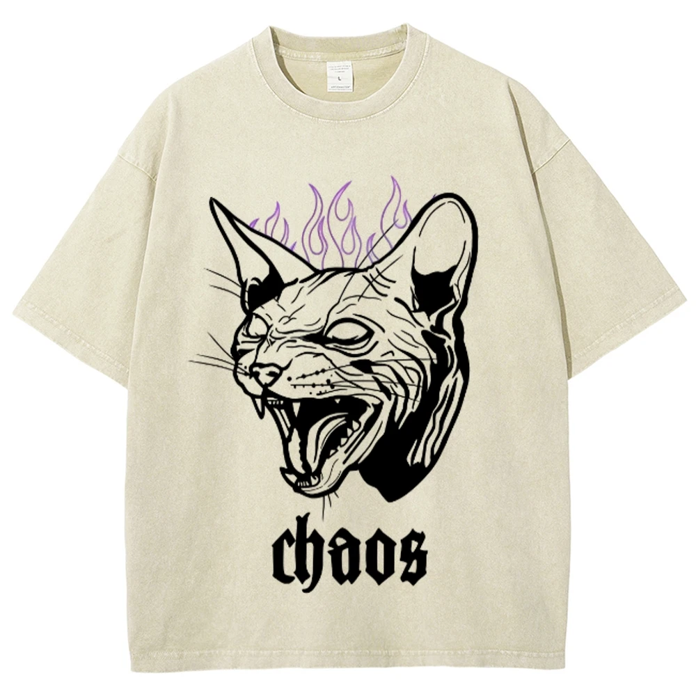 Vicious Cat  Men's weatshirt Vintage Oversized Hip Hop Hoodies Color Contrast Round Neck Chic Tops Pullover Clothes Unisex