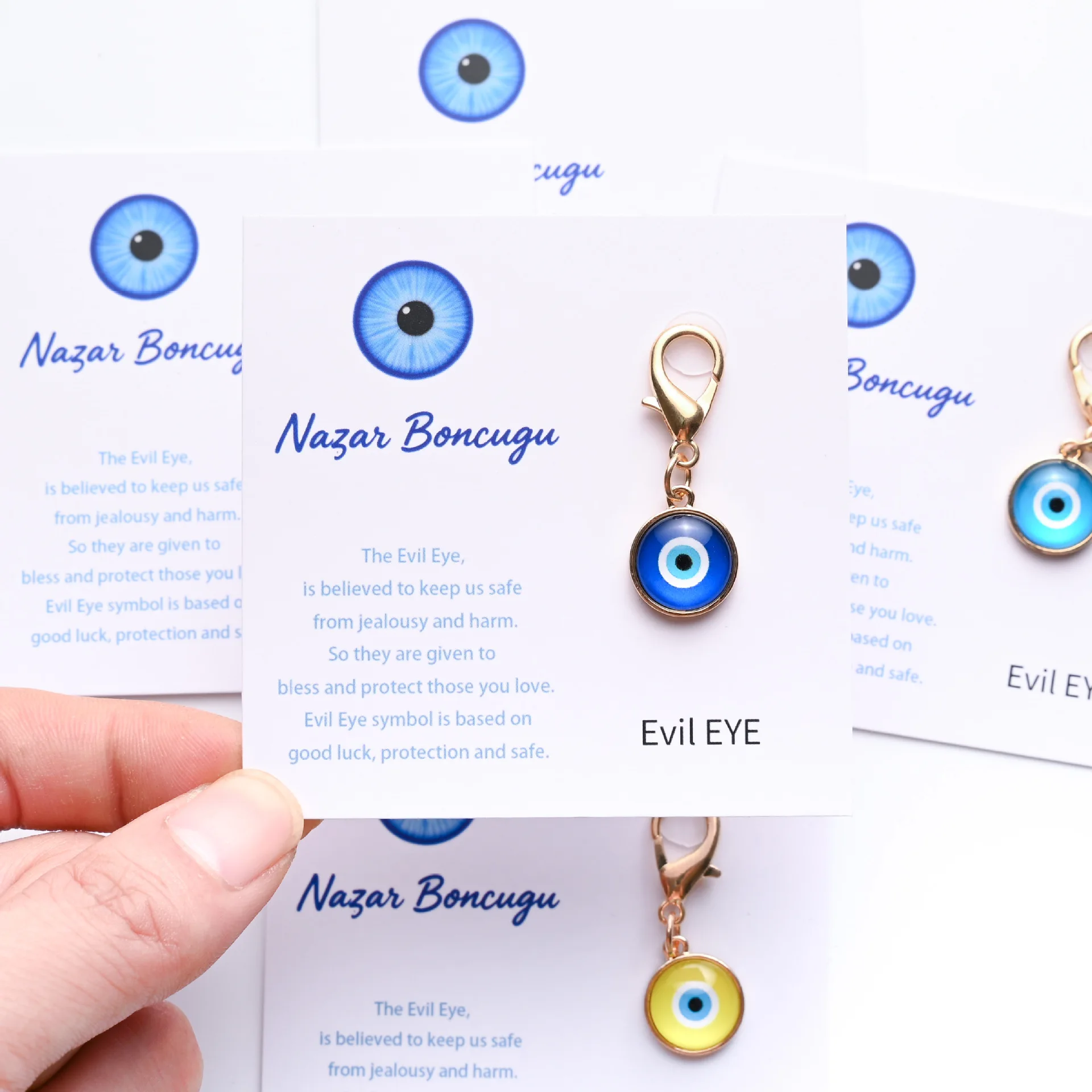 1pc Trendy Turkish Blue Evil Eye Keychain with Cute Charm Personalized Key Ring Stylish Bag Decoration Accessories Fashion Gift image 3