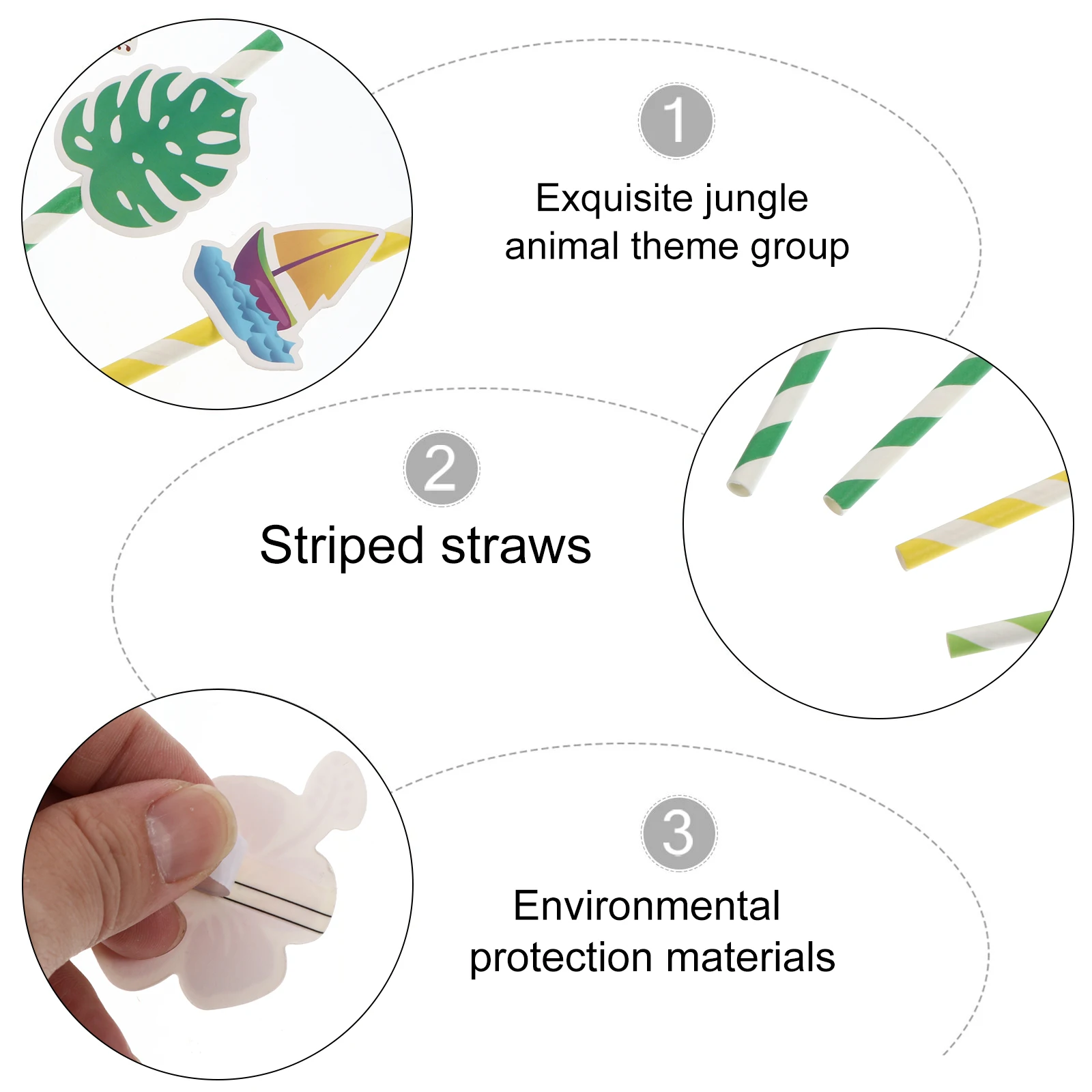 

40pcs Coconut Biodegradable Tropical Hawaii Party Drinking Supplies Drinking Tropical Theme Paper Paper Straw Straw