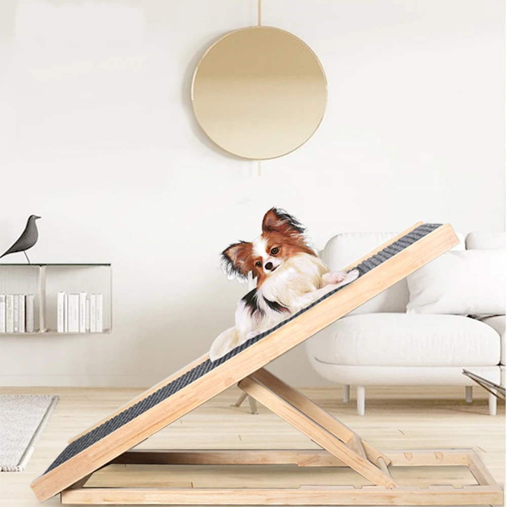 

Деревянная лестница-трап для собак, 3/4 уровня, регулируемая по высоте, нескользящая, универсальная, для использования в помещении, для высоких кроватей и диванов