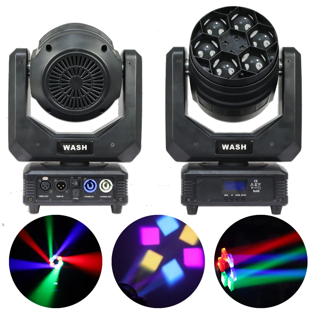 

4Pcs Wash Zoom Beam 7x40W Moving Head Light Disco Lights Professional DJ Equipment Effect DMX Party Stage Lighting