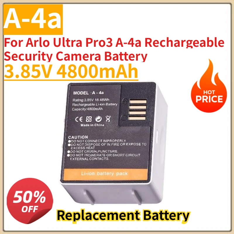 

Высококачественная новая аккумуляторная батарея 3.85V 4800mAh A-4A для камеры видеонаблюдения Arlo Ultra Pro3 A-4a, перезаряжаемая батарея для камеры безопасности.