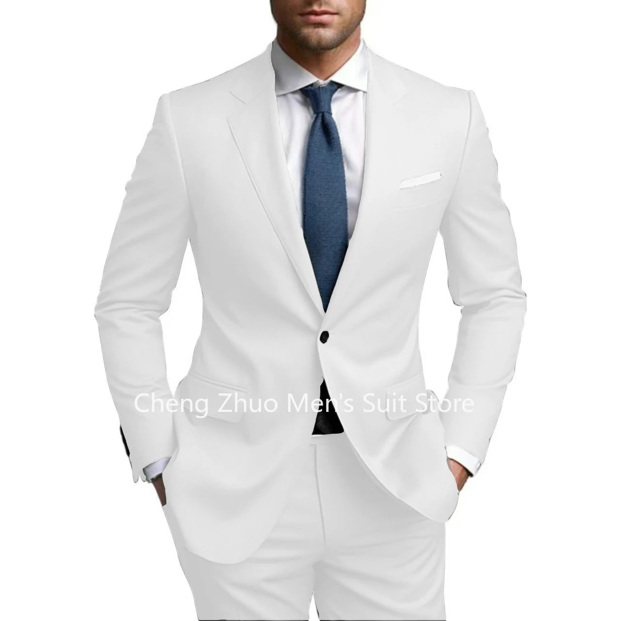 

Elegant 2 Piece Men's Tuxedo Suits Set with Notched Lapel Blazer And Pants for Wedding Business Formal Gentleman's Outfit