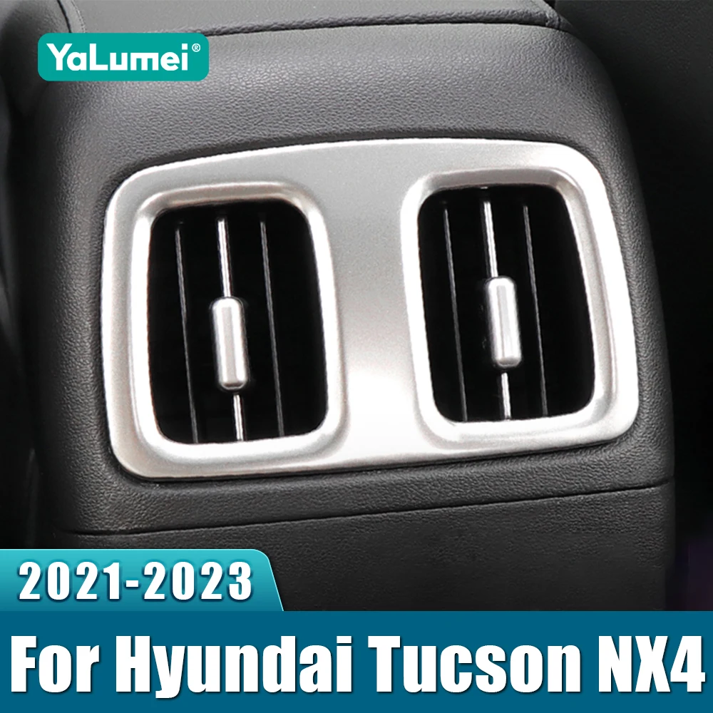 For Hyundai Tucson NX4 2021 2022 2023 N Line Hybrid Car Rear Air Conditioning Vent Outlet Cover Trim Stainless Steel Accessories