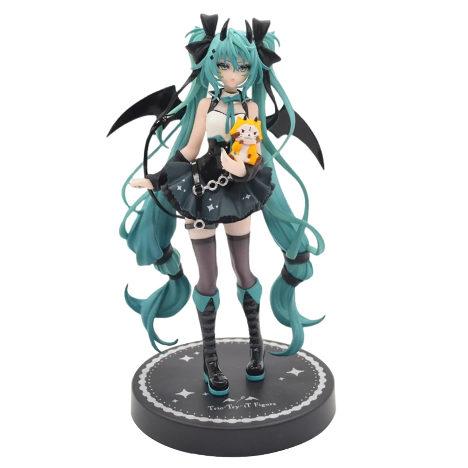 Anime pequeño diablo Hatsune Miku pequeño mapache Miku ángel oscuro escritorio lindo PVC modelo Anime adornos periféricos regalos