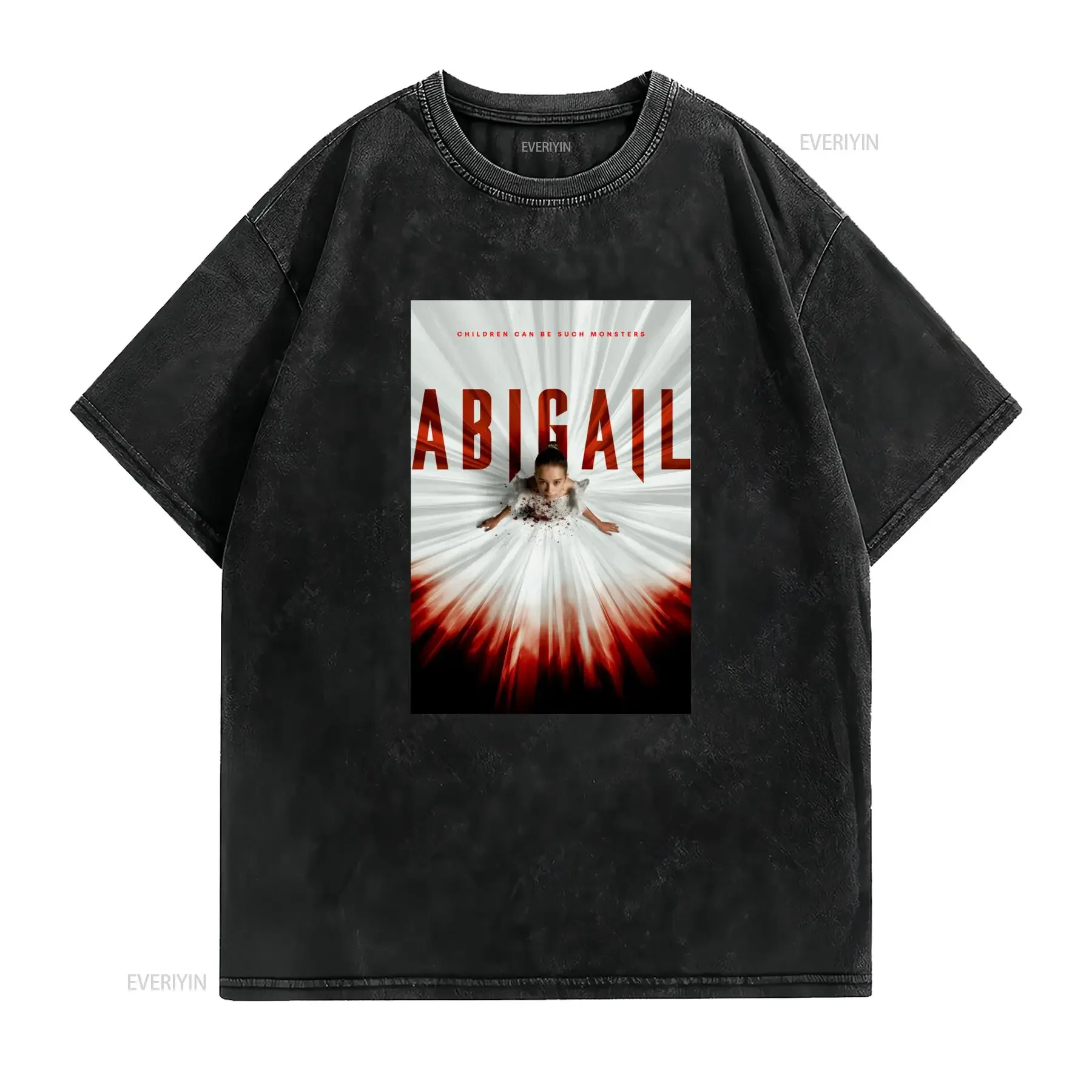 T shirt Abigail pour fans de films d'horreur Col rond décontracté tissu légèrement extensible coupe régulière motif imprimé