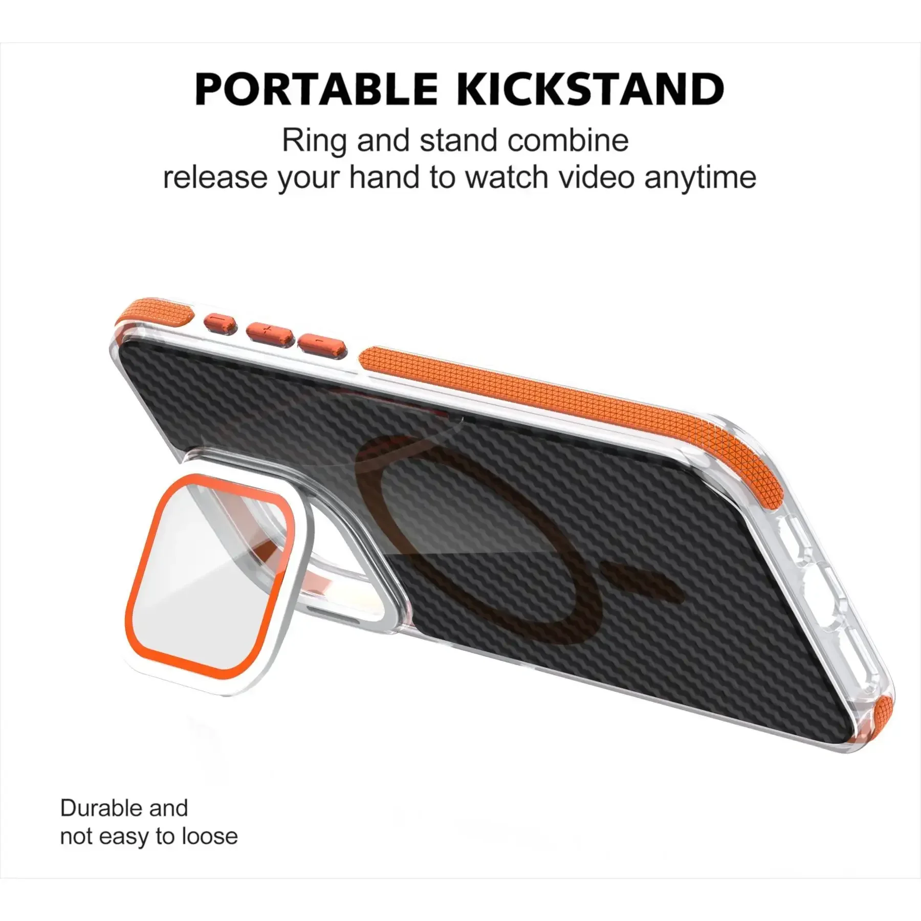Matte MagSafe Magnetic Lens Stand Case for iPhone 16, 15, 11, 12, 13, 14 Pro Max, Plus - Camera Glass Carbon Fiber Armor Cover