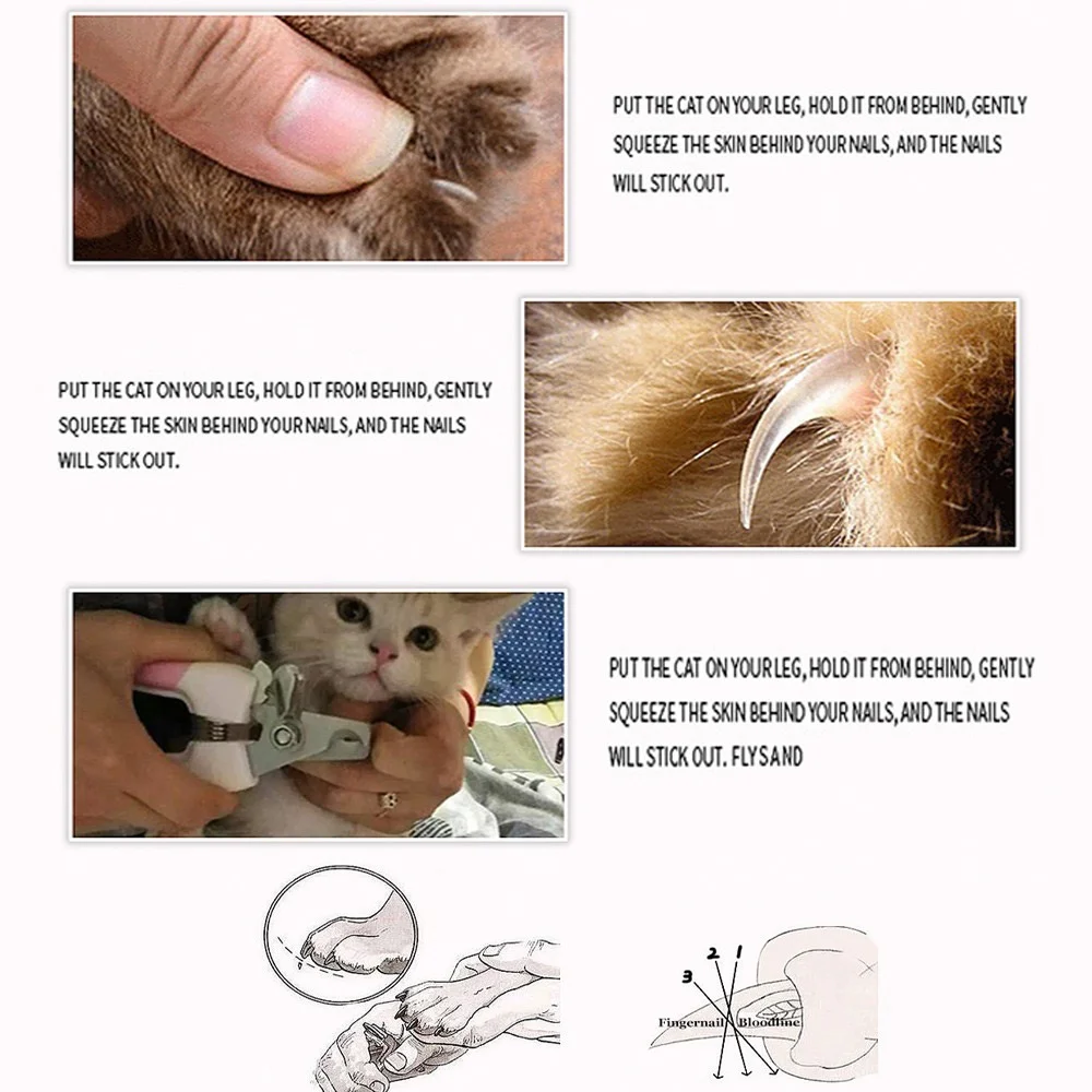 Safe Stainless Steel Pet Nail Clippers for Dogs Cats with Nail File Lock Sharp Grooming Tool