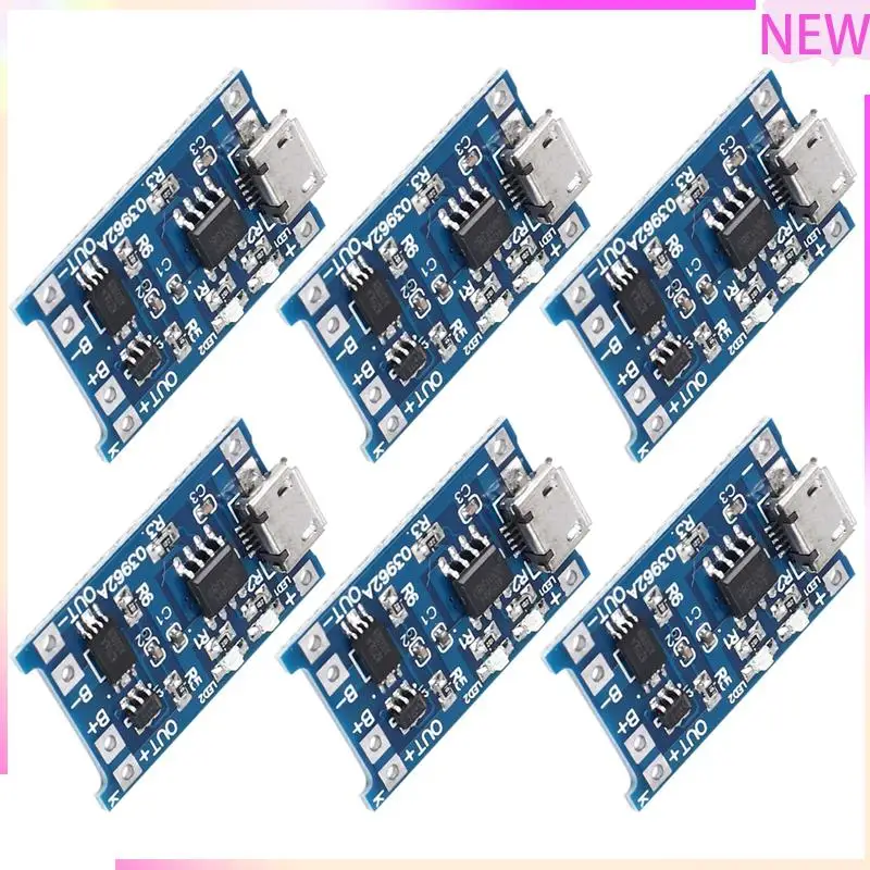 B27B 6PCS For TP4056 Charging Module With Battery Protection 18650 BMS 5V Micro-USB 1A Charge Board For 18650
