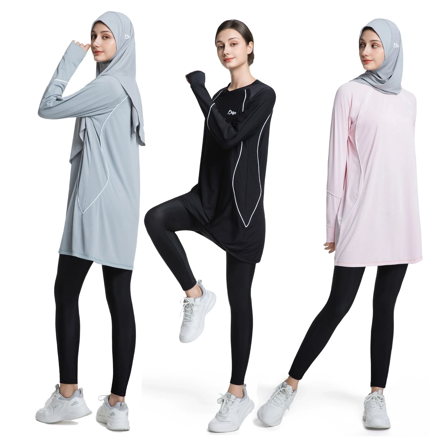 Muslim women's swimsuits, sportswear, Arab conservative quick drying long sleeved yoga clothes, running, outdoor fitness tops