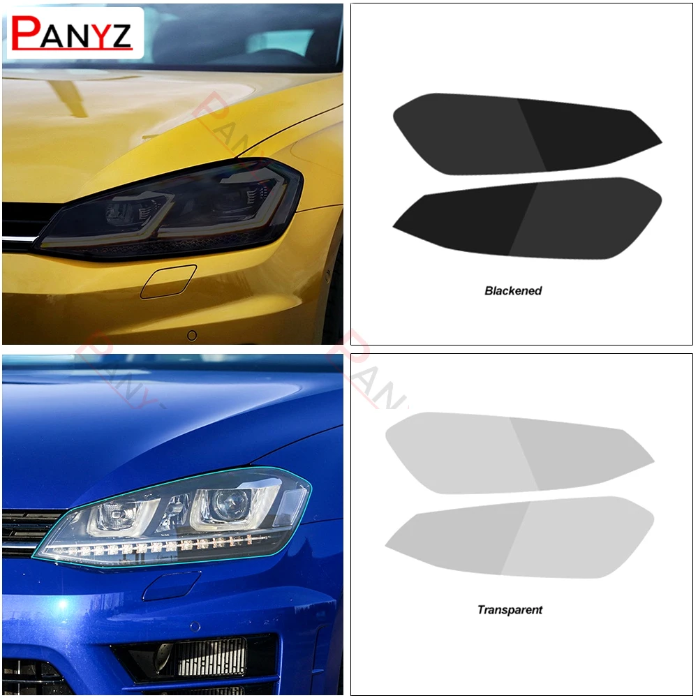2 Stück für Volkswagen VW Golf 7 MK7 2012–2019, Autoscheinwerfer-Tönung, schwarze Schutzfolie, transparenter TPU-Aufkleber – Detail 3