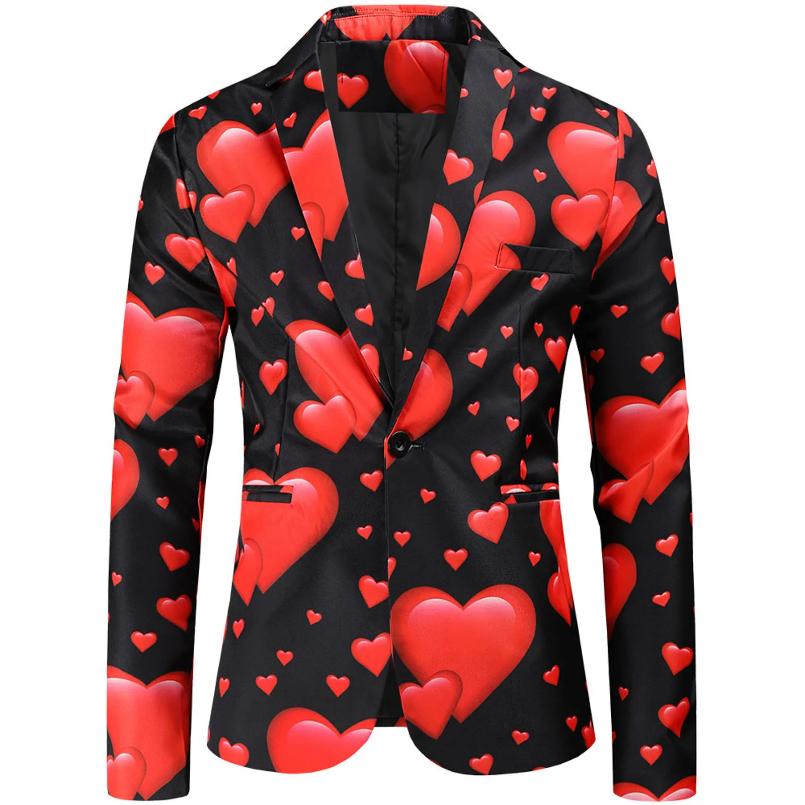 Valentine Men\'s Suits Three-Piece Set Printed Coat Vest Pants Suit Lovely Printed Coat+Vest+Pants Set Slim Fit Blazers Male