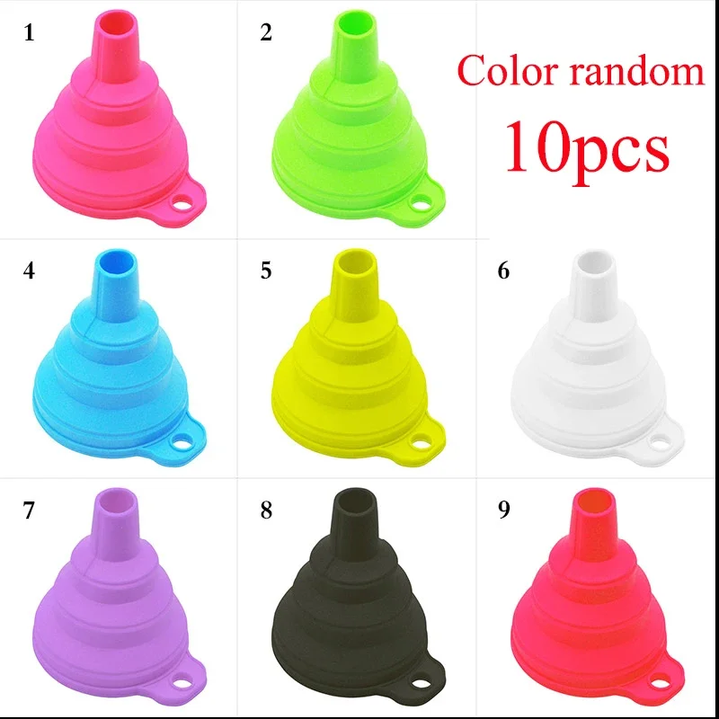 1-10pcs Household Telescopic Funnel Kitchen Packaging High Temperature Resistant Mini Folding Funnel Kitchen Tools 4 Colors