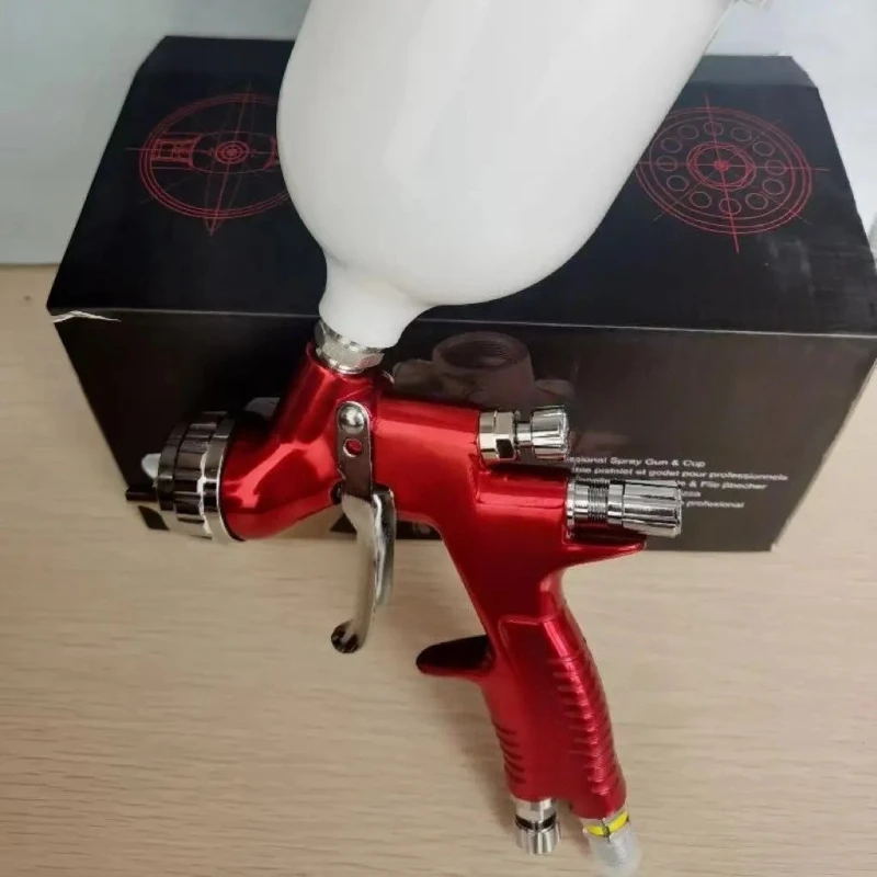 

Red Spray Gun LITE 1.3mm Nozzle 600ml cup LVMP Car Pain Tool for Varnish and primer