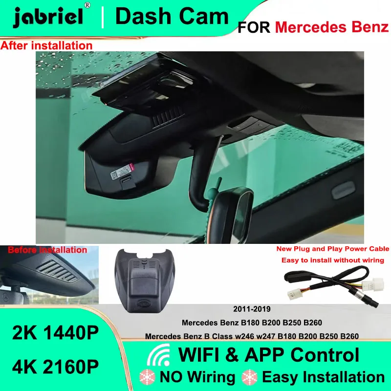 

Jabriel for Mercedes Benz B Class w246 w247 for Mercedes Benz B180 B200 B250 B260 2011-2019 Dash Cam 2K 4K Plug and Play Car DVR
