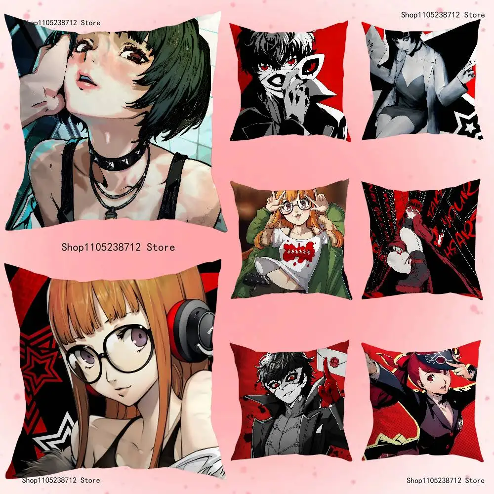 

Game P-Persona 5 Pillow Case Plush Fabric Soft Pillowcase Double Sided Print Sofa Cushion Cover Throw