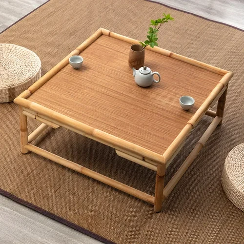 

Japanese-style Tea Table home Tatami Table Small Coffee Table Balcony Bay Window household Bamboo and Rattan Low Square Tables Z