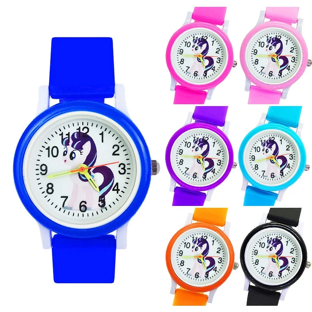 Cartoon Regenboog Wolk Paard Kinderen Horloge Mode Prachtige Student Klok Cadeau Kids Quartz Horloges Voor Jongens Meisjes Armband