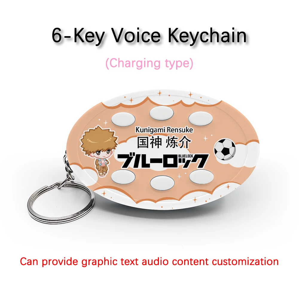 

Creative Voice Keyring For Anime Blue Lock Rensuke Kunigami 6-Key Audio Picture Customization Rechargeable Keychain Pendant Gift