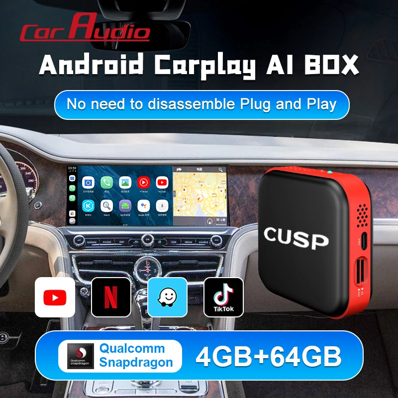 

Android CarPlay Ai Box Newset 64G Qualcomm 8 Core Wireless Carplay Mini Smart Box With HDMI Output Universal Mirror Link Plug