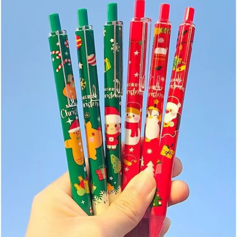 6/12/24pcs Gift Pen Christmas Pens Retractable Gel Pen Xmas Ballpoint Pen Santa Snowman Tree Xmas Pens for Party Office School