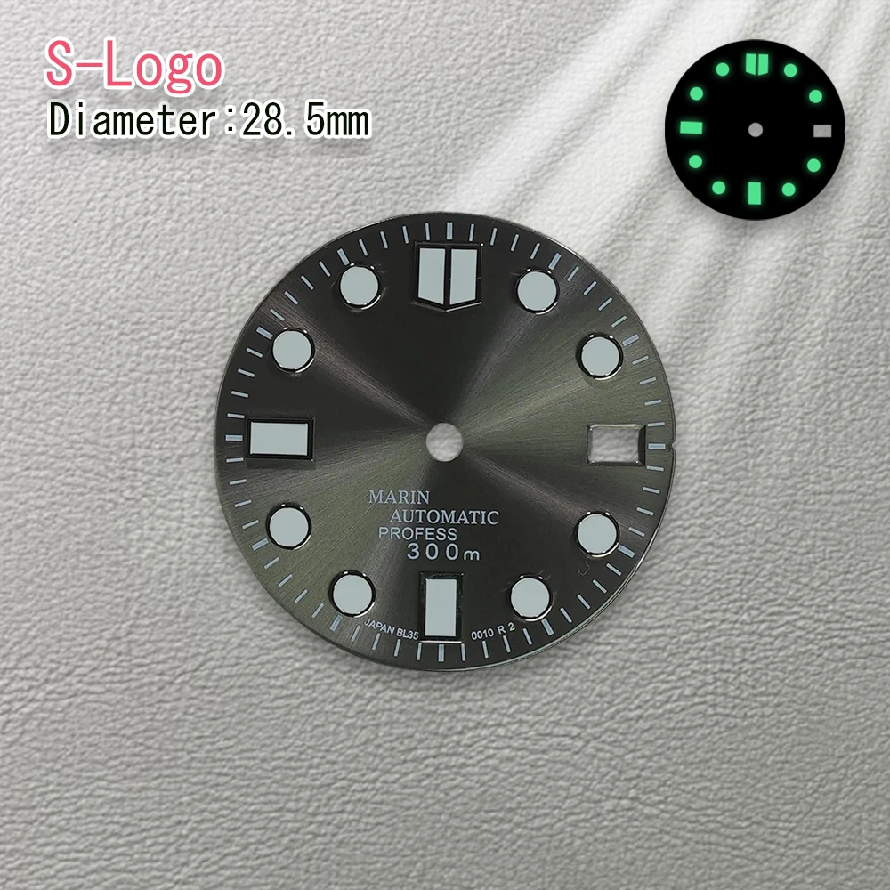 Esfera de buceo Nh35 con logotipo S de alta calidad, 28,5mm, compatible con movimiento NH36, reloj luminoso verde, accesorios de modificación, herramienta de piezas de reparación