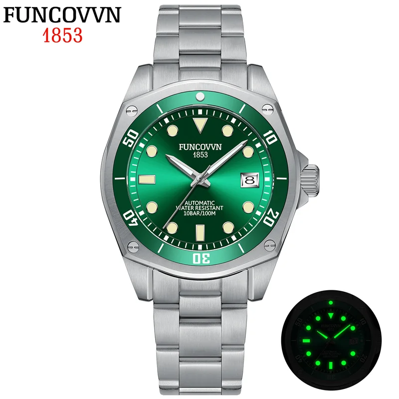 

FUNCOVVN NH35 Men's Luxury Watch 100M Diver's watch Waterproof Luminous Sapphire Glass Reloj Hombre Automatic Mechanical Watches