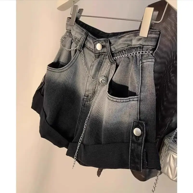 

Summer Fashion Denim Shorts For Women 2024 Gradient High Waist Loose Jeans Short Femme Casual short mujer p1309