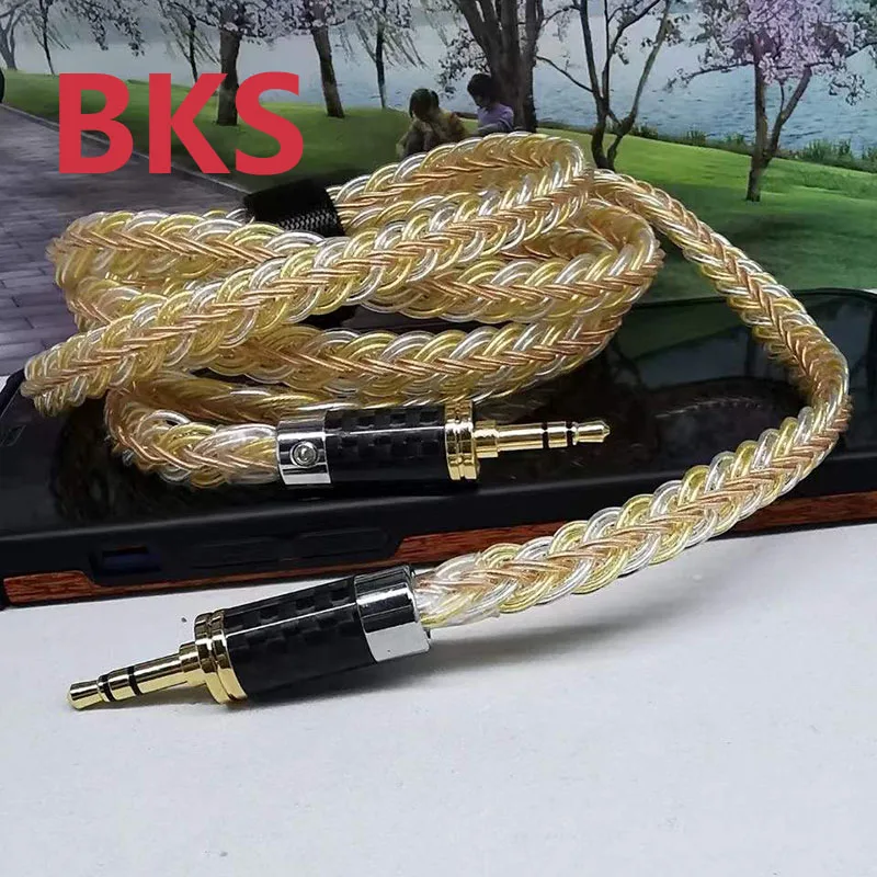 DIY 12-strands gold, silver and copper mixed knitting 7N OCC  HeadPhone Cable MMCX/0.78 2Pin 3.5mm 2.5mm 4.4mm Earphone Custom
