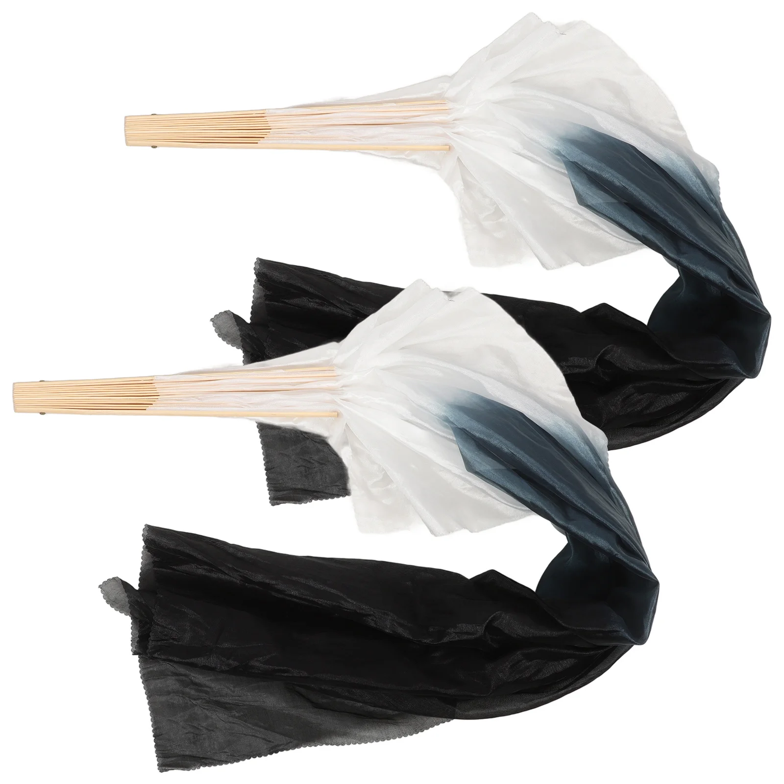 

1Pair Belly Dancing Fans Long Folding Veil Fan Colorful Belly Dance Fan for Stage Folk School Performance Veil Fans