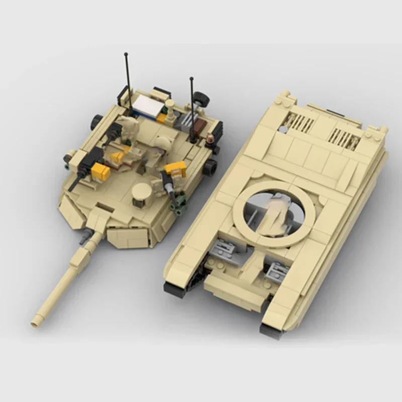Moc klocki seria wojskowa M1A2 czołg szturmowy cegły techniczne DIY montaż zabawki konstrukcyjne dla dzieci prezenty świąteczne
