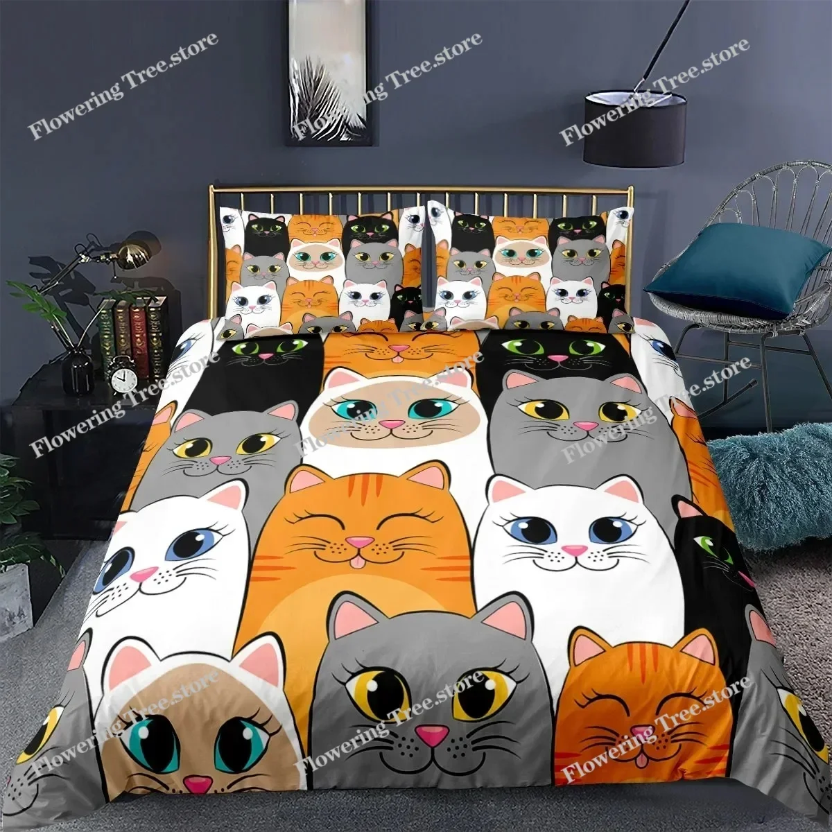 

Cartoon Cat Duvet Cover Set Cartoon Animal Print Bedding Set With Pillowcase Comforter Cover For Bedroom Decor