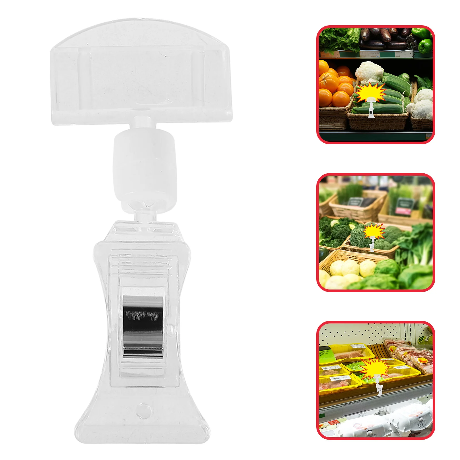 

10Pcs Price Tag Clips Multi-Function Rotatable Sign Holders for Retail Stores Supermarkets Merchandise Display Clear Plastic