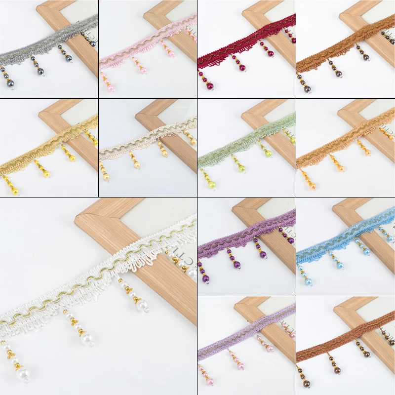 10 Meter Curtain Trims Beaded Lace Fringe DIY Curtain Sewing Trim Tassel Edge Home Curtain Sofa Upholstery Decor Accessories
