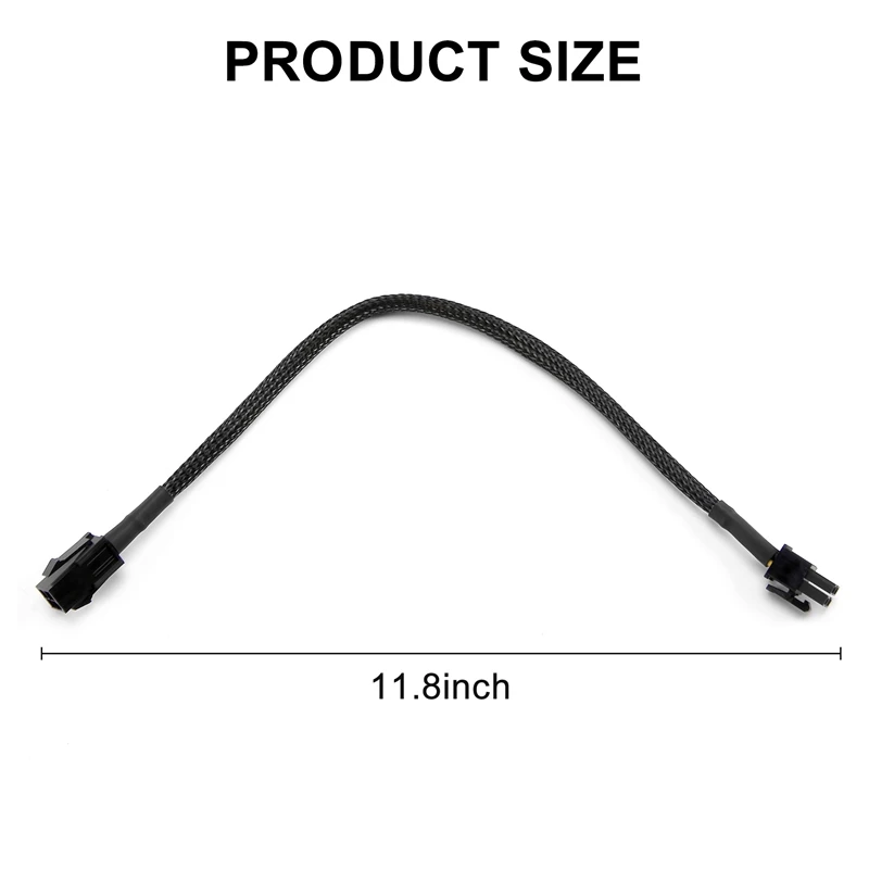 الأكمام ATX 4 دبوس P4 ذكر إلى ATX P4 أنثى وحدة المعالجة المركزية كابل تمديد الطاقة الأسود