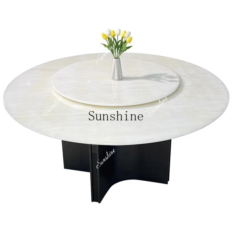 High-end imported villa large flat-floor household pure natural marble round table FT
