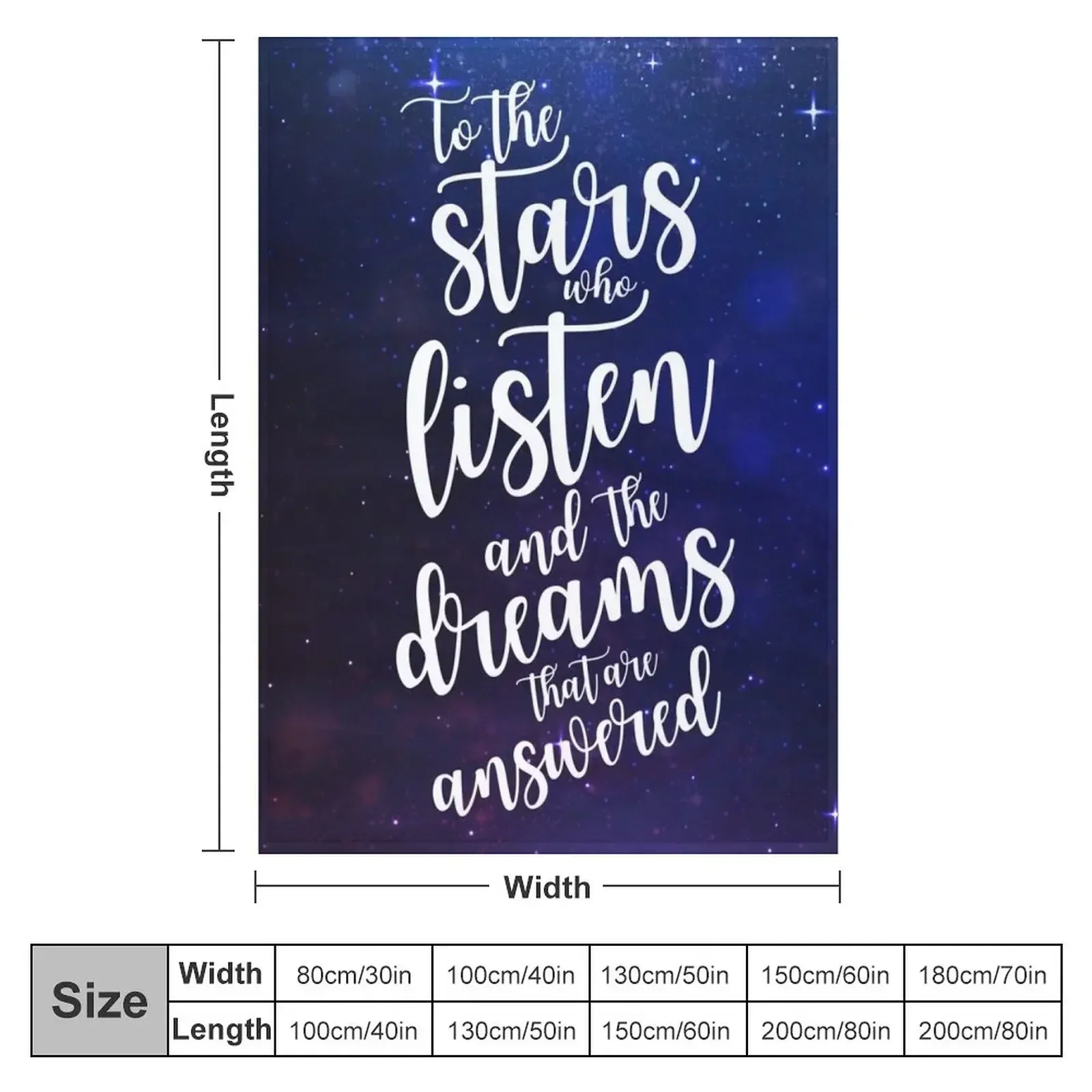 To the stars who listen and the dreams that are answered Throw Blanket Sofa Quilt Custom Blankets