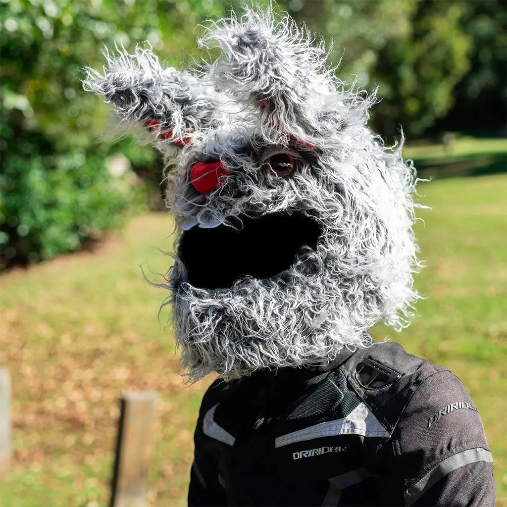 Plush cartoon dog rabbit demon animal helmet cover, bicycle motorcycle multi-function protective helmet does not include helmet