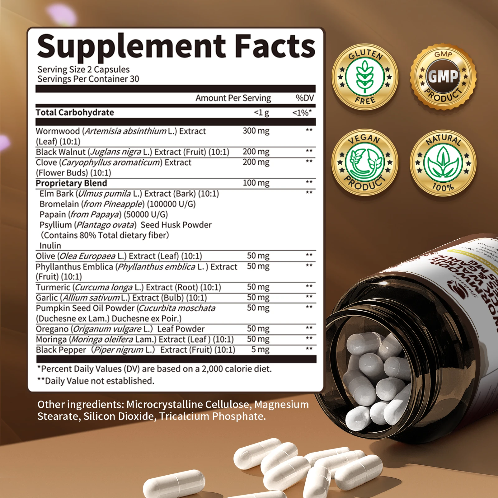 Lukaree 16-in-1 Black Walnut Wormwood Capsules,Rapid Gut Cleanse&Digestive Health with Clove Garlic Turmeric,Liposomal Delivery