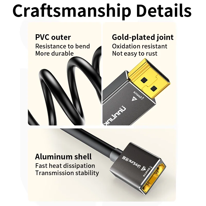 Unnlink 4K 60Hz HDMI a DP Cable Video Audio DisplayPort Adaptador convertidor para computadora Laotop a TV Monitor proyector