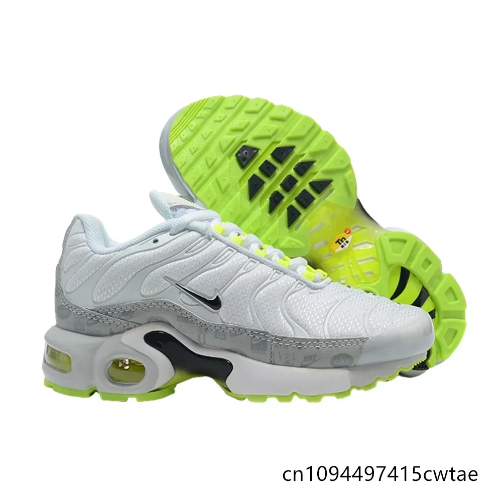 

Nike Original Air Max Plus Tn Kids Light Comfortable Anti-slip Wear-resistant Air Cushion Sports Running Shoes (greenish White)