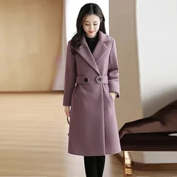 Women Wool Blends Coat New Winter Autumn Fashion Slim Woolen Blend Jacket Long Coat  Female Jackets Outerwear